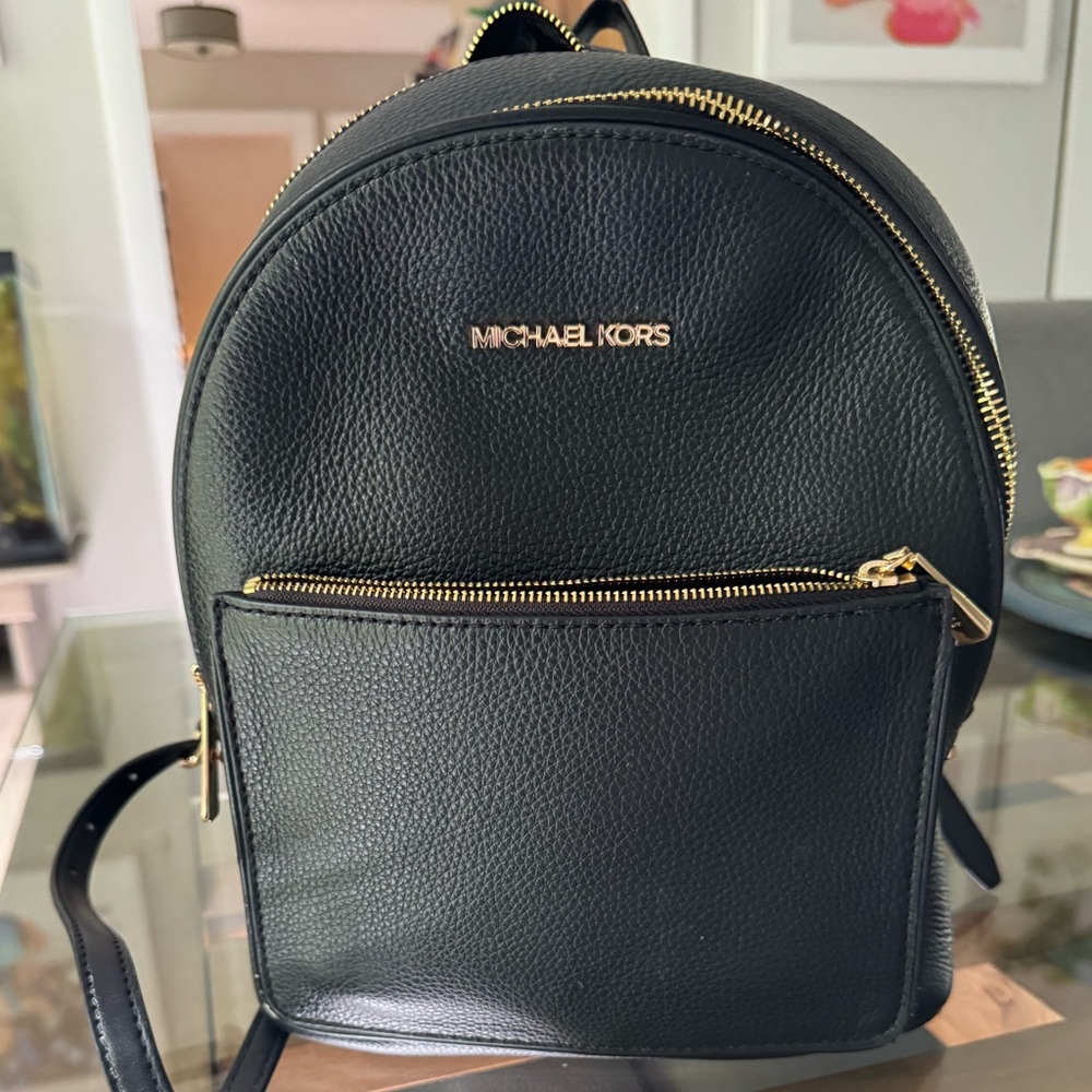 Michael Kors black leather backpack